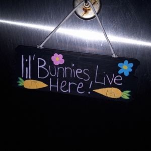 Lil' bunnies live here! Easter decor sign